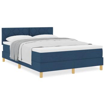 Boxspringbett mit Matratze Blau 140x200 cm Stoff
