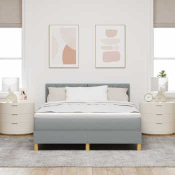 Boxspringbett mit Matratze Hellgrau 160x200 cm Stoff