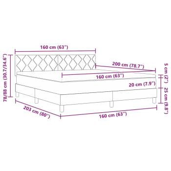 Boxspringbett mit Matratze Hellgrau 160x200 cm Stoff