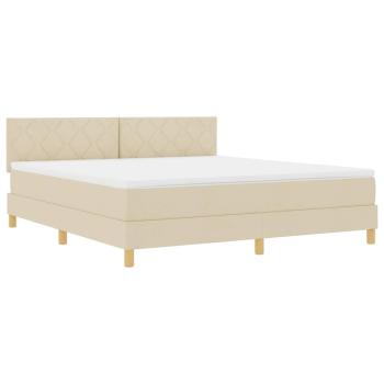 ARDEBO.de - Boxspringbett mit Matratze Creme 180x200 cm Stoff
