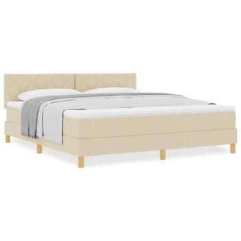 Boxspringbett mit Matratze Creme 180x200 cm Stoff