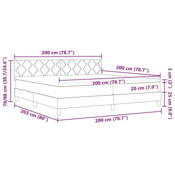 Boxspringbett mit Matratze Hellgrau 200x200 cm Stoff