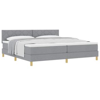 Boxspringbett mit Matratze Hellgrau 200x200 cm Stoff