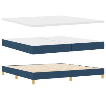 Boxspringbett mit Matratze Blau 200x200 cm Stoff