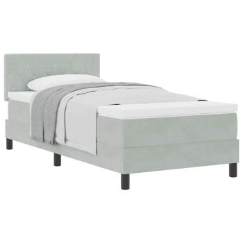 Boxspringbett mit Matratze Hellgrau Einzelvelours