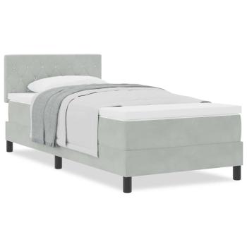 Boxspringbett mit Matratze Hellgrau Einzelvelours