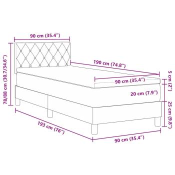 Boxspringbett mit Matratze Dunkelgrau Einzelvelours