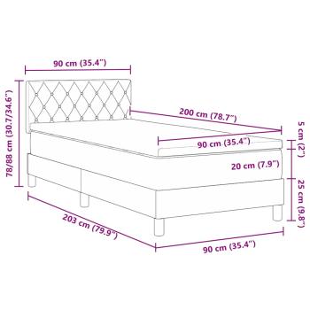 Boxspringbett mit Matratze Hellgrau 90x200 cm Samt