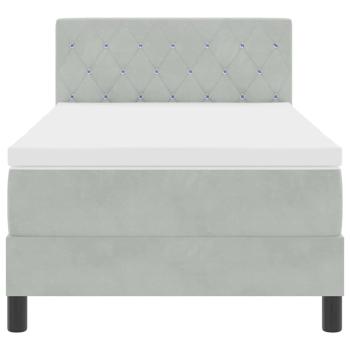 Boxspringbett mit Matratze Hellgrau 90x200 cm Samt