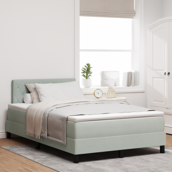 Boxspringbett mit Matratze Hellgrau 120 x 200 cm Samt