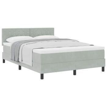 Boxspringbett mit Matratze Hellgrau 140 x 190 cm Samt
