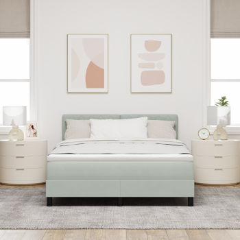 Boxspringbett mit Matratze Hellgrau 160x200 cm Samt