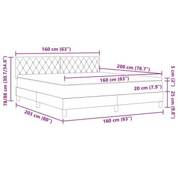 Boxspringbett mit Matratze Dunkelgrau 160x200 cm Samt