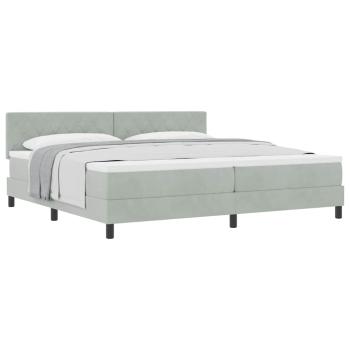 Boxspringbett mit Matratze Hellgrau 200x200 cm Samt