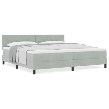 Boxspringbett mit Matratze Hellgrau 200x200 cm Samt