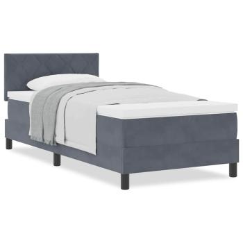 Boxspringbett mit Matratze Dunkelgrau Einzel Samt