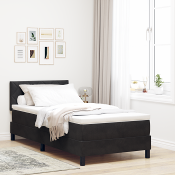 Boxspringbett mit Kopfteil Schwarz 90 x 190 cm Samt