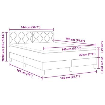 Boxspringbett mit Matratze in Schwarz, 140x190 cm Samt