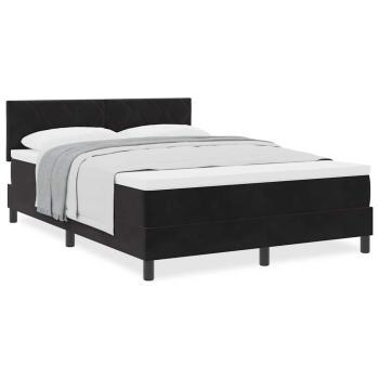 Boxspringbett mit Matratze in Schwarz, 140x190 cm Samt