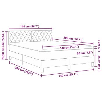 Boxspringbett mit Matratze Hellgrau 140x200 cm Samt