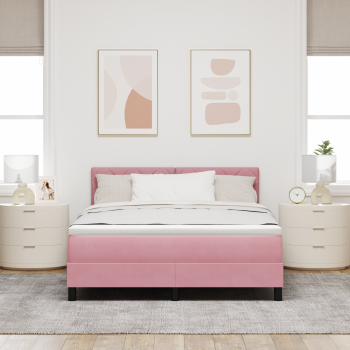 Boxspringbett mit Matratze Rosa 160x200 cm Samt