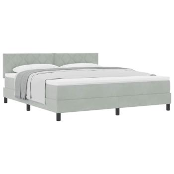 Boxspringbett mit Matratze Hellgrau Super King Samt