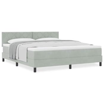 Boxspringbett mit Matratze Hellgrau Super King Samt