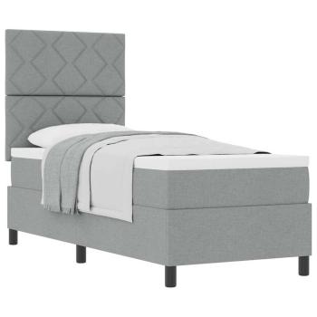 Boxspringbett mit Matratze Hellgrau 80x200 cm Stoff
