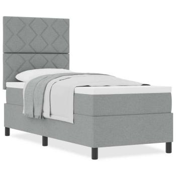 Boxspringbett mit Matratze Hellgrau 80x200 cm Stoff
