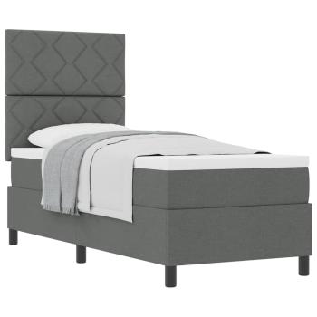 Boxspringbett mit Matratze Dunkelgrau 80x200 cm Stoff
