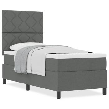 Boxspringbett mit Matratze Dunkelgrau 80x200 cm Stoff