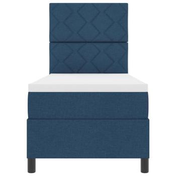 Boxspringbett mit Matratze in Blau 80x200 cm aus Stoff