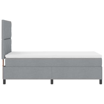 Hellgraues Boxspringbett mit Matratze 90x200 cm aus Stoff