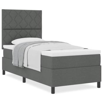 Boxspringbett mit Matratze Dunkelgrau 90x200 cm Stoff