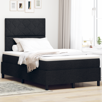 Boxspringbett mit Matratze Schwarz Kleines Doppelbett Stoff