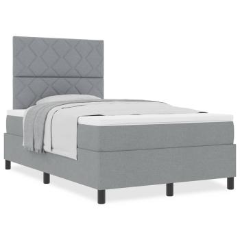 Boxspringbett mit Matratze Hellgrau 120x200 cm Stoff