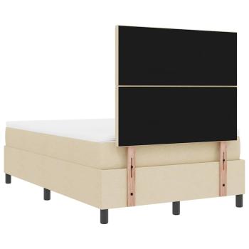 ARDEBO.de - Beige Boxspringbett mit Matratze 120x200 cm Stoff