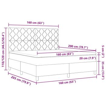Boxspringbett mit Matratze Hellgrau 160x200 cm Stoff