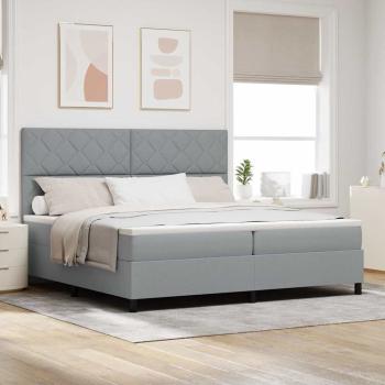 ARDEBO.de - Boxspringbett mit Matratze Hellgrau 200x200 cm Stoff