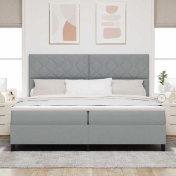 Boxspringbett mit Matratze Hellgrau 200x200 cm Stoff