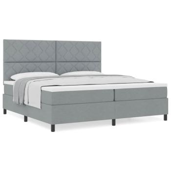 Boxspringbett mit Matratze Hellgrau 200x200 cm Stoff
