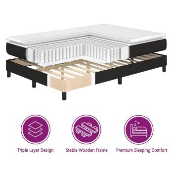 Boxspringbett mit Matratze Schwarz 200x200 cm Stoff