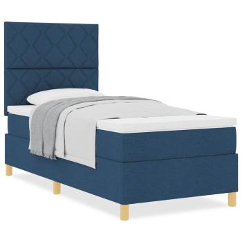 Boxspringbett mit Matratze Blau 90x200 cm Stoff