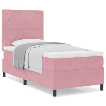 Boxspringbett mit Matratze Rosa Einzel Velours