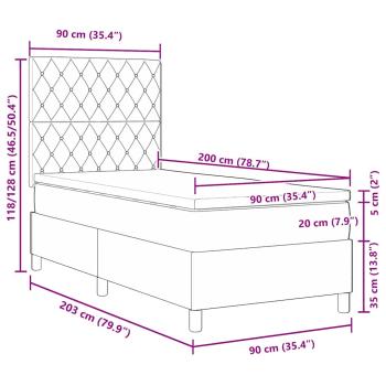 Boxspringbett mit Matratze Dunkelblau 90x200 cm Samt