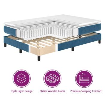 Boxspringbett mit Matratze Dunkelblau 90x200 cm Samt