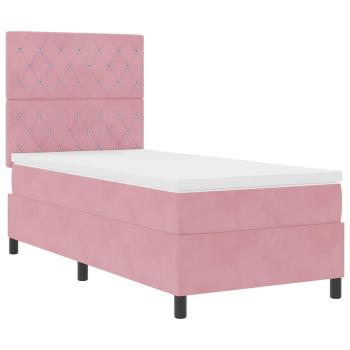 Boxspring-Bett mit Matratze Rosa 90x200 cm Velours