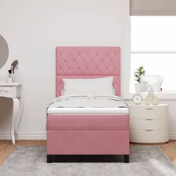 Boxspring-Bett mit Matratze Rosa 90x200 cm Velours