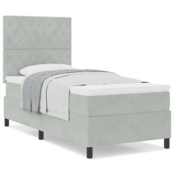 Boxspringbett mit Matratze Hellgrau 100x200 cm Samt