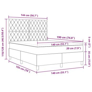 Boxspringbett mit Matratze Hellgrau 140x190 cm Samt